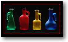 Picture of colored glass bottles