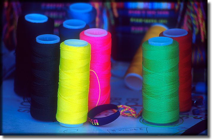 Photograph of, Ensenada Mexico, colorful threads for weaving